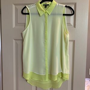 Express White/Yellow Sleeveless Blouse sz M
